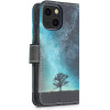 KW iPhone 13 mini Θήκη Πορτοφόλι Stand - Design Galaxy Tree Meadow - Blue / Grey / Black - 55935.01