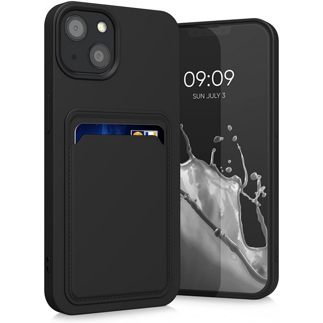 KW iPhone 13 Θήκη Σιλικόνης TPU με Υποδοχή για Κάρτα - Black - 55955.01