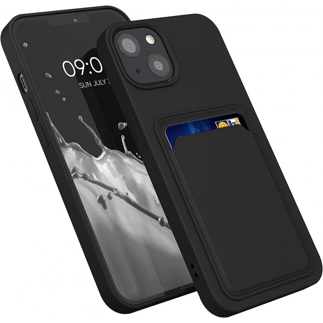 KW iPhone 13 Θήκη Σιλικόνης TPU με Υποδοχή για Κάρτα - Black - 55955.01