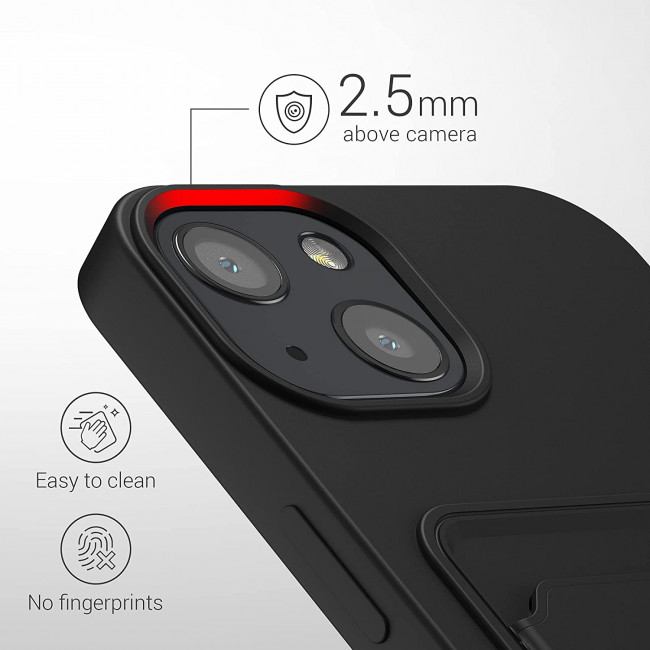 KW iPhone 13 Θήκη Σιλικόνης TPU με Υποδοχή για Κάρτα - Black - 55955.01