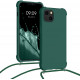 KW iPhone 13 Θήκη Σιλικόνης TPU με Λουράκι - Dark Green - 55950.80
