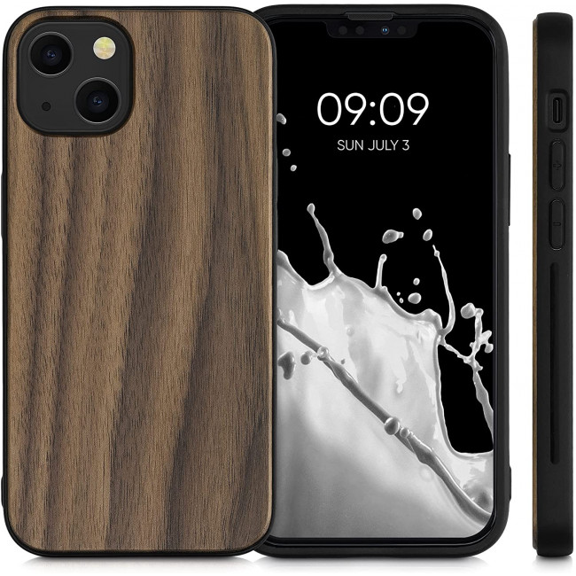 KW iPhone 13 Θήκη από Φυσικό Ξύλο - Dark Brown - 55954.18