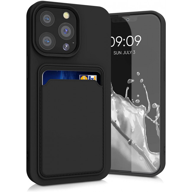 KW iPhone 13 Pro Θήκη Σιλικόνης TPU με Υποδοχή για Κάρτα - Black - 55969.01