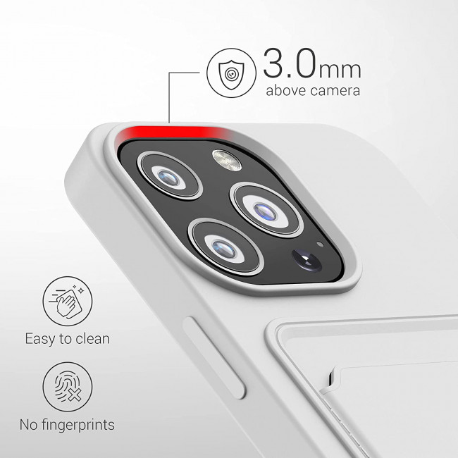 KW iPhone 13 Pro Θήκη Σιλικόνης TPU με Υποδοχή για Κάρτα - White - 55969.02