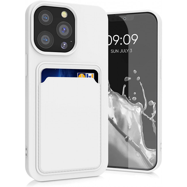 KW iPhone 13 Pro Θήκη Σιλικόνης TPU με Υποδοχή για Κάρτα - White - 55969.02