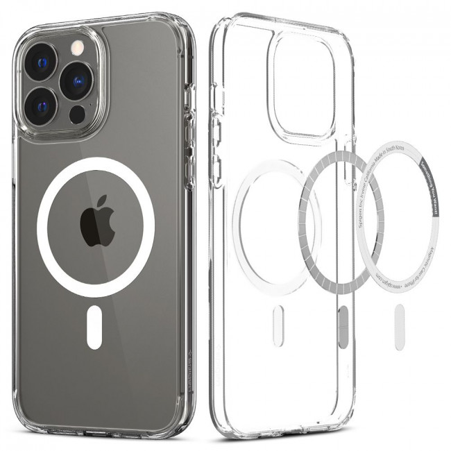 Spigen iPhone 13 Pro Max Ultra Hybrid Mag Σκληρή Θήκη με Πλαίσιο Σιλικόνης Και MagSafe - White / Clear