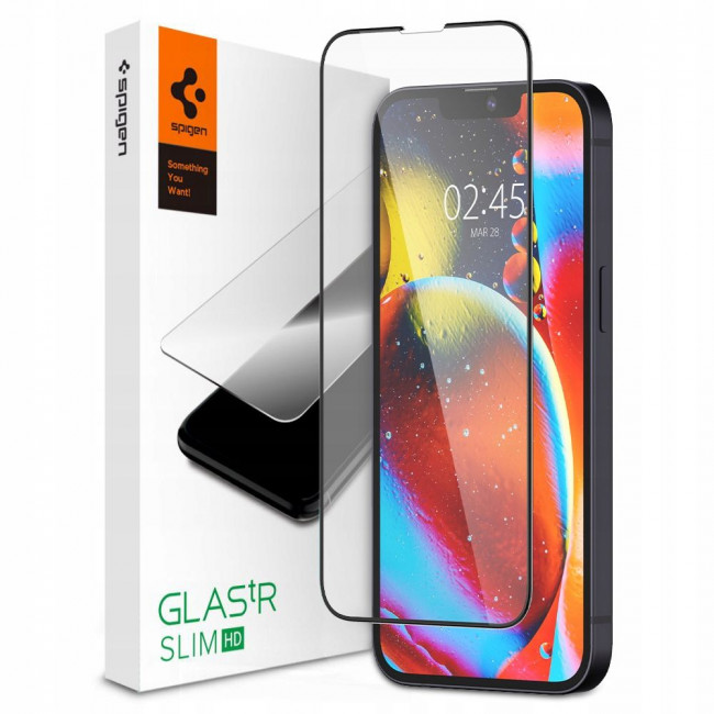 Spigen iPhone 13 / iPhone 13 Pro / iPhone 14 GLAS.tR HD Full Screen Tempered Glass Αντιχαρακτικό Γυαλί Οθόνης 9H - Black - AGL03392