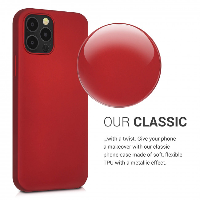 KW iPhone 12 / iPhone 12 Pro Θήκη Σιλικόνης TPU - Metallic Dark Red - 56114.36