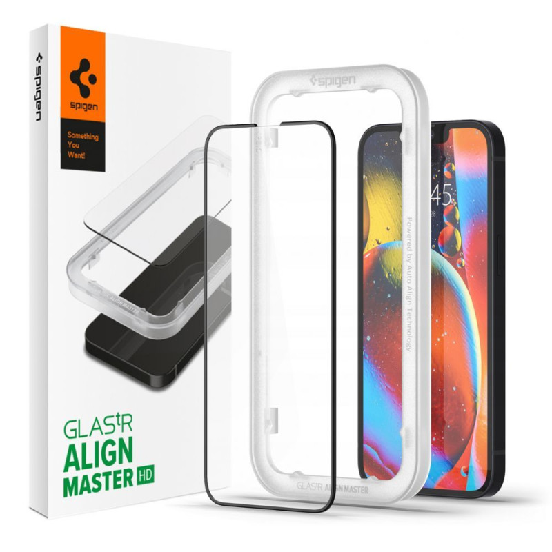 Spigen iPhone 13 / 13 Pro FC AlignMaster 2.5D Full Screen Case Friendly Tempered Glass Αντιχαρακτικό Γυαλί Οθόνης 9H - Black