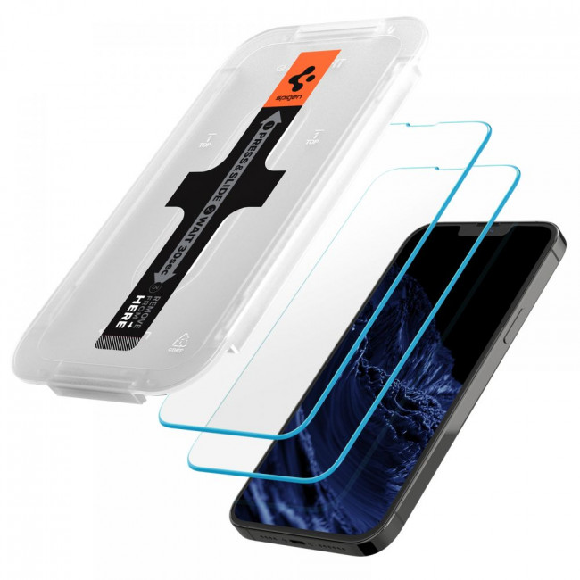 Spigen iPhone 13 / iPhone 13 Pro / iPhone 14 Glas.TR EZ Fit 0.2mm 2.5D 9H Tempered Glass Αντιχαρακτικό Γυαλί Οθόνης - 2 Τεμάχια - Clear - AGL03385