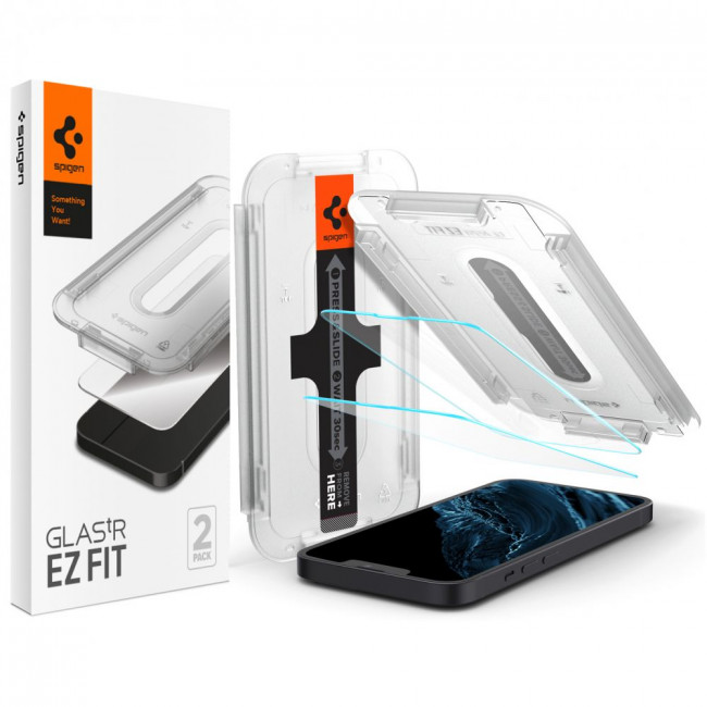 Spigen iPhone 13 / iPhone 13 Pro / iPhone 14 Glas.TR EZ Fit 0.2mm 2.5D 9H Tempered Glass Αντιχαρακτικό Γυαλί Οθόνης - 2 Τεμάχια - Clear - AGL03385