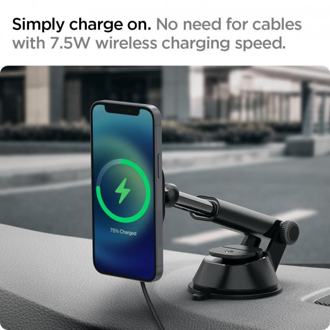 Spigen ITS35W OneTap Magnetic MagSafe Charger Βάση Αυτοκινήτου Ταμπλό με Ασύρματη Φόρτιση 7,5W - Black