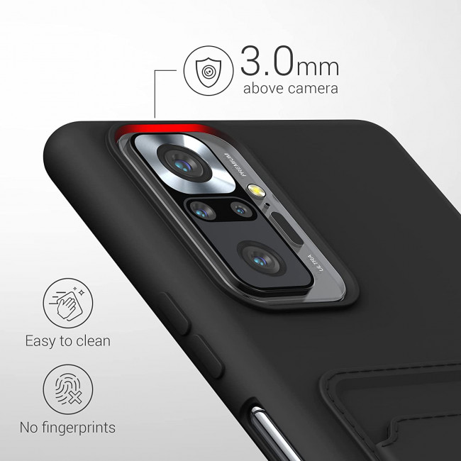 KW Xiaomi Redmi Note 10 Pro Θήκη Σιλικόνης TPU με Υποδοχή για Κάρτα - Black - 56049.47