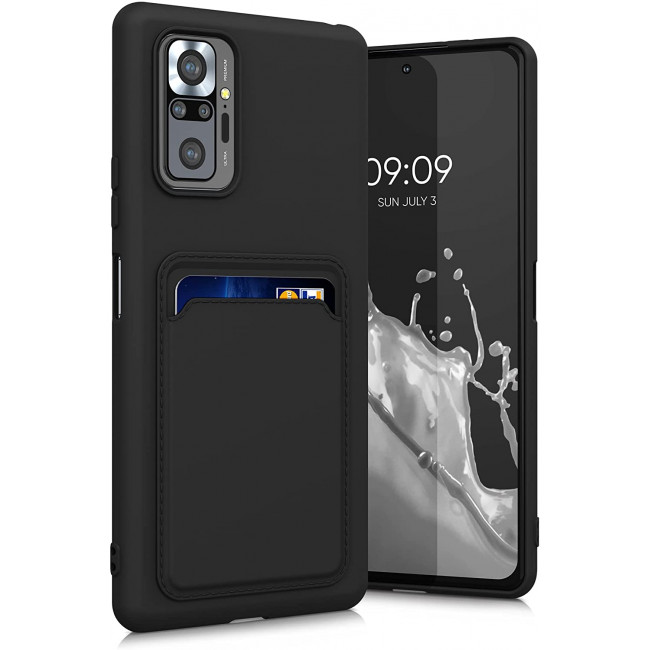 KW Xiaomi Redmi Note 10 Pro Θήκη Σιλικόνης TPU με Υποδοχή για Κάρτα - Black - 56049.47