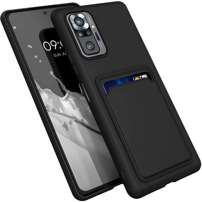 KW Xiaomi Redmi Note 10 Pro Θήκη Σιλικόνης TPU με Υποδοχή για Κάρτα - Black - 56049.47