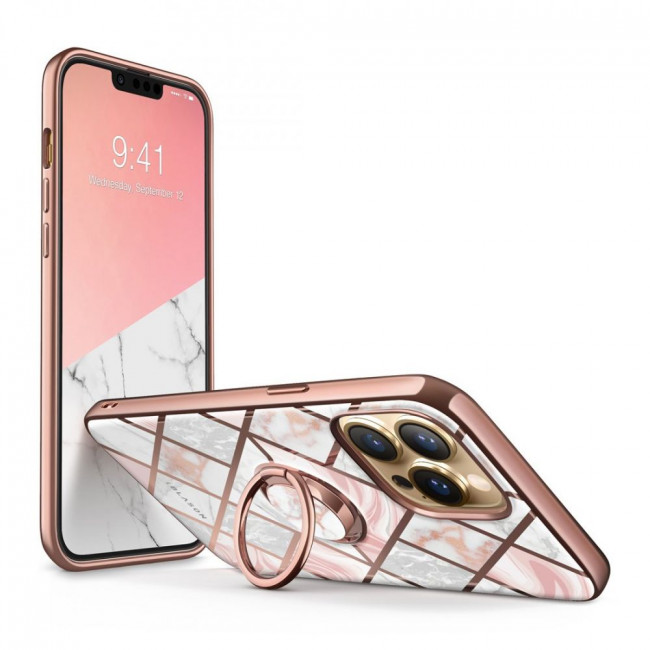 i-Blason iPhone 13 Pro IBLSN Cosmo Snap Σκληρή Θήκη με Δαχτυλίδι Συγκράτησης - Marble Pink