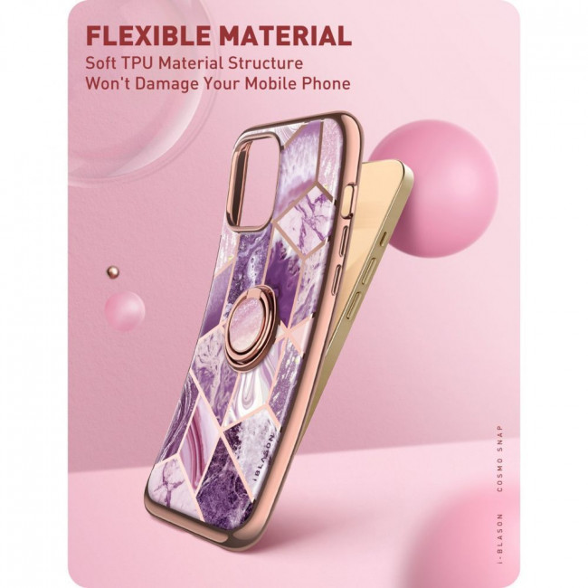 i-Blason iPhone 13 Pro IBLSN Cosmo Snap Σκληρή Θήκη με Δαχτυλίδι Συγκράτησης - Marble Purple