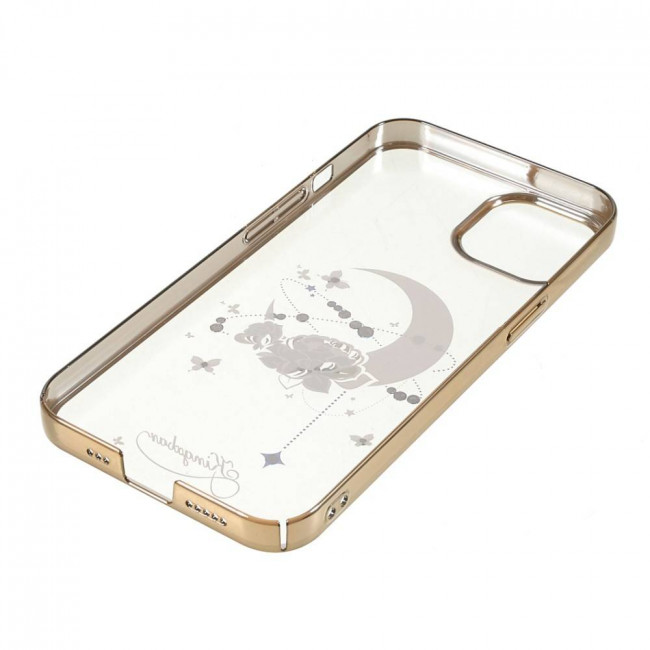 Kingxbar iPhone 13 Moon Series Σκληρή Θήκη με Swarovski Crystals - Flower - Gold - Διάφανη