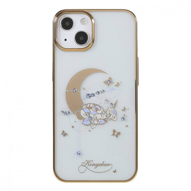 Kingxbar iPhone 13 Moon Series Σκληρή Θήκη με Swarovski Crystals - Flower - Gold - Διάφανη