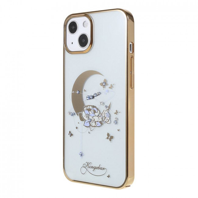 Kingxbar iPhone 13 Moon Series Σκληρή Θήκη με Swarovski Crystals - Flower - Gold - Διάφανη