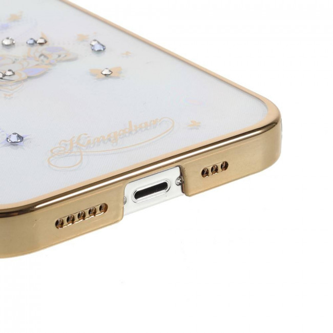 Kingxbar iPhone 13 Moon Series Σκληρή Θήκη με Swarovski Crystals - Flower - Gold - Διάφανη