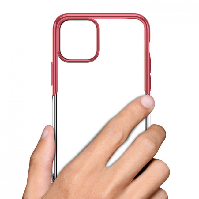 Erbord iPhone 13 Pro Electroplated Frame Θήκη Σιλικόνης TPU - Red - Διάφανη