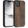 KW iPhone 13 Θήκη από Φυσικό Ξύλο Design Navigational Compass - Dark Brown - 55953.01