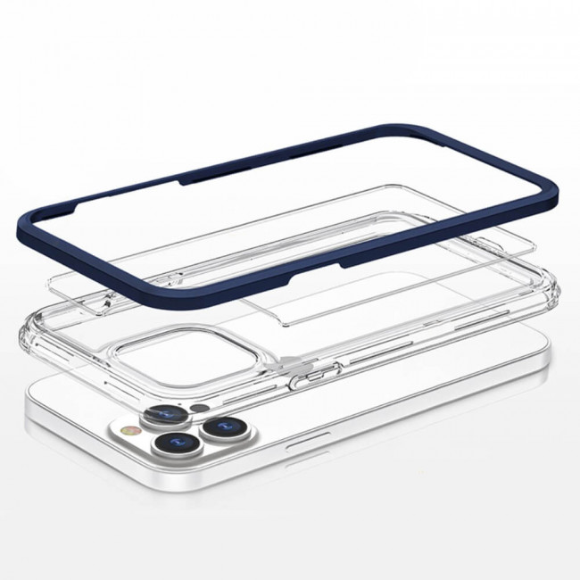 Erbord iPhone 13 Pro Hybrid Frame Σκληρή Θήκη - Navy Blue / Διάφανη