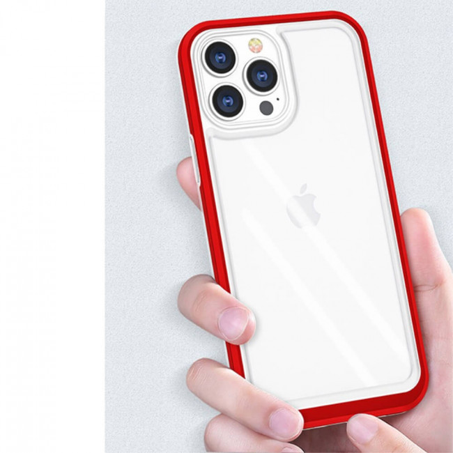 Erbord iPhone 13 Pro Hybrid Frame Σκληρή Θήκη - Red / Διάφανη