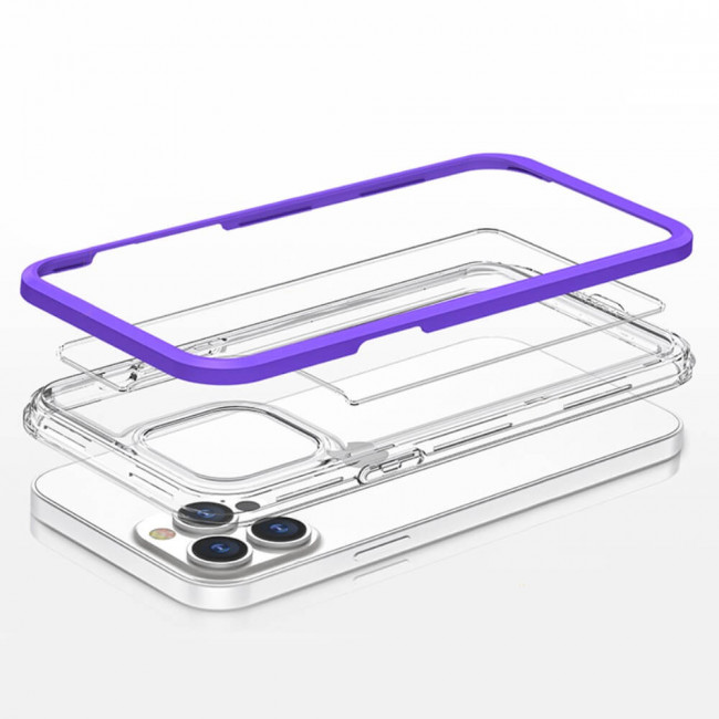 Erbord iPhone 13 Pro Hybrid Frame Σκληρή Θήκη - Purple / Διάφανη