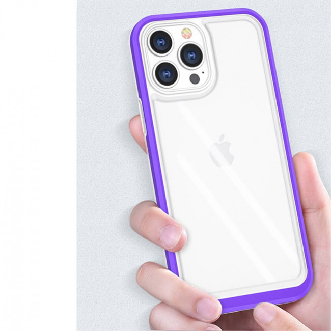 Erbord iPhone 13 Pro Hybrid Frame Σκληρή Θήκη - Purple / Διάφανη