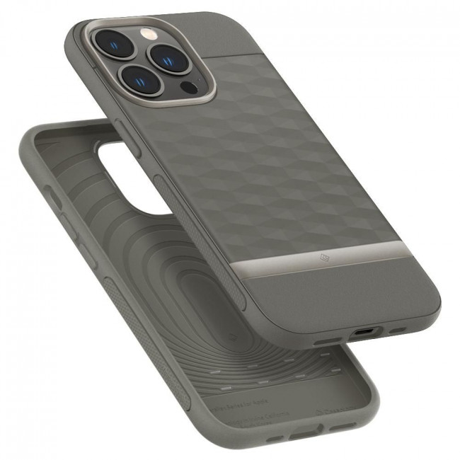 Caseology iPhone 13 Pro Parallax Θήκη Σιλικόνης με Σκληρό Πλαίσιο - Ash Grey