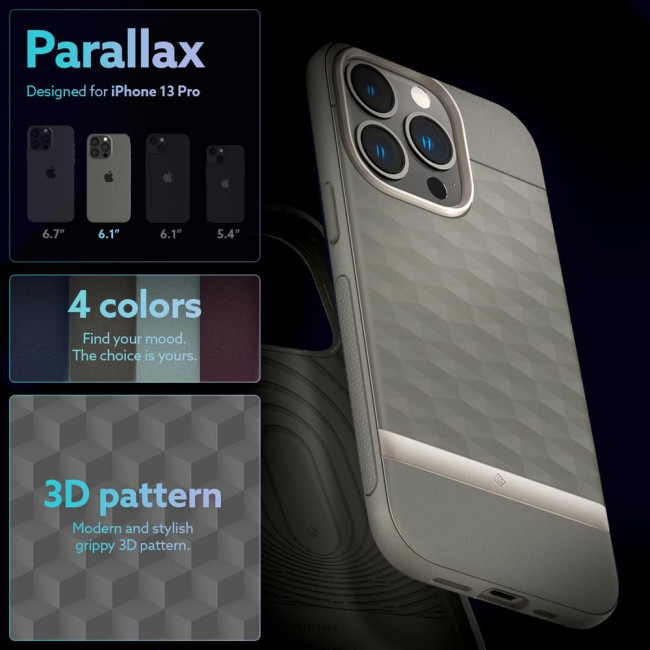 Caseology iPhone 13 Pro Parallax Θήκη Σιλικόνης με Σκληρό Πλαίσιο - Ash Grey