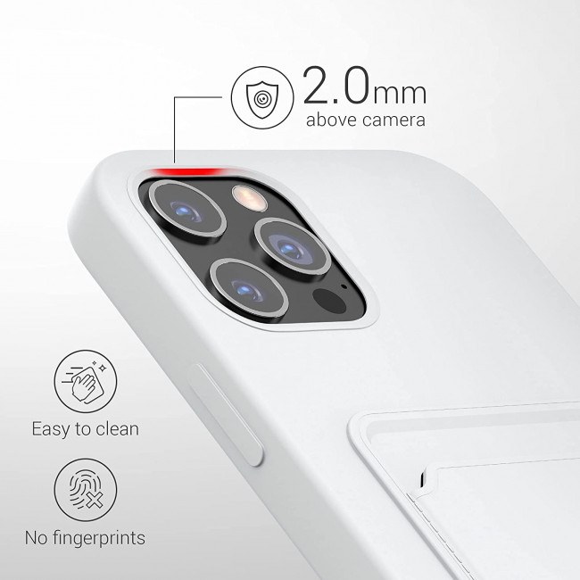 KW iPhone 12 Pro Max Θήκη Σιλικόνης TPU με Υποδοχή για Κάρτα - White - 55113.02