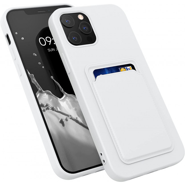 KW iPhone 12 Pro Max Θήκη Σιλικόνης TPU με Υποδοχή για Κάρτα - White - 55113.02