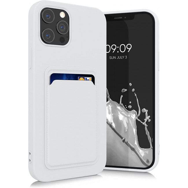 KW iPhone 12 Pro Max Θήκη Σιλικόνης TPU με Υποδοχή για Κάρτα - White - 55113.02