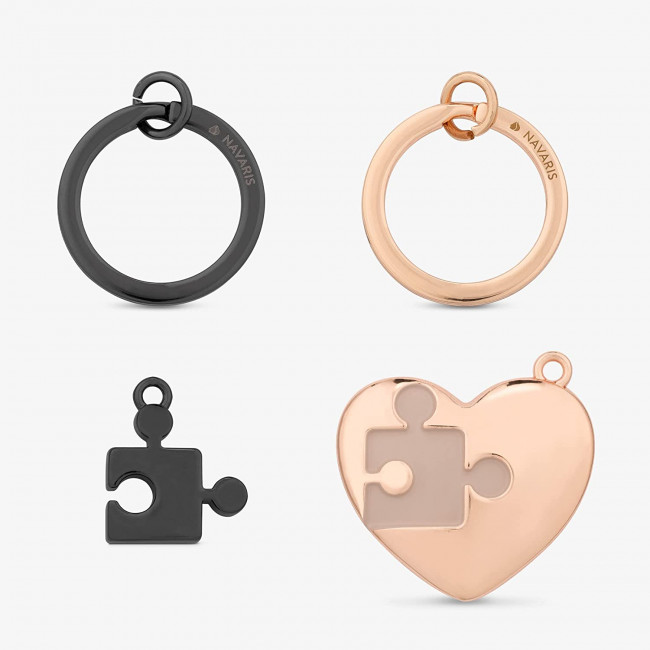 Navaris Μπρελόκ Κλειδιών - Love Puzzle Heart - Rose Gold / Anthracite - 55217.01