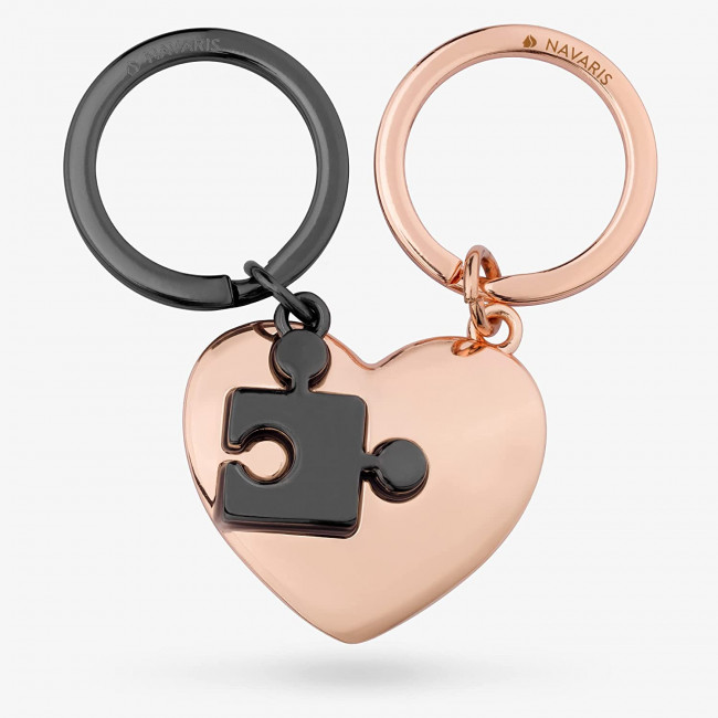 Navaris Μπρελόκ Κλειδιών - Love Puzzle Heart - Rose Gold / Anthracite - 55217.01