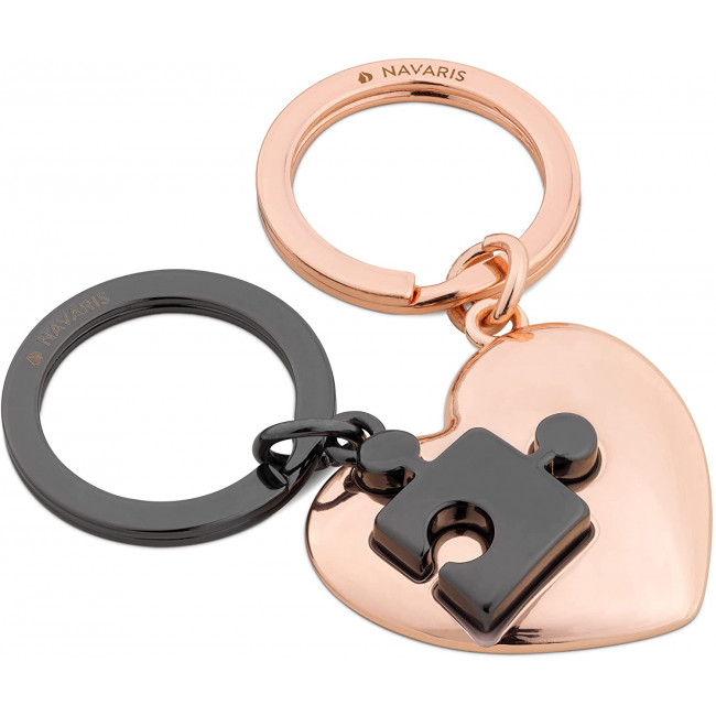 Navaris Μπρελόκ Κλειδιών - Love Puzzle Heart - Rose Gold / Anthracite - 55217.01