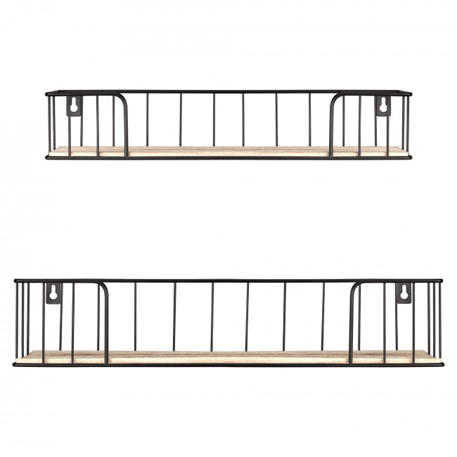 Navaris Σετ με 2 Μεταλλικά Ράφια Τοίχου - 44.5 x 13.5 x 9 cm / 39 x 9 x 7 cm - Black - 54568.2.02
