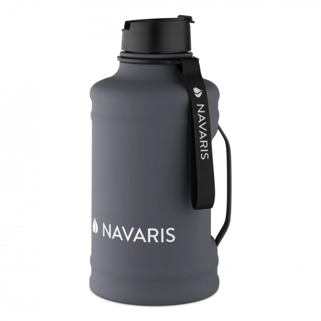 Navaris Μπουκάλι Νερού από Ανοξείδωτο Ατσάλι - BPA Free - 2.2 L - Dark Grey - 54596.73