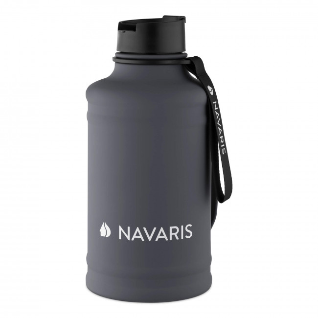 Navaris Μπουκάλι Νερού από Ανοξείδωτο Ατσάλι - BPA Free - 2.2 L - Dark Grey - 54596.73