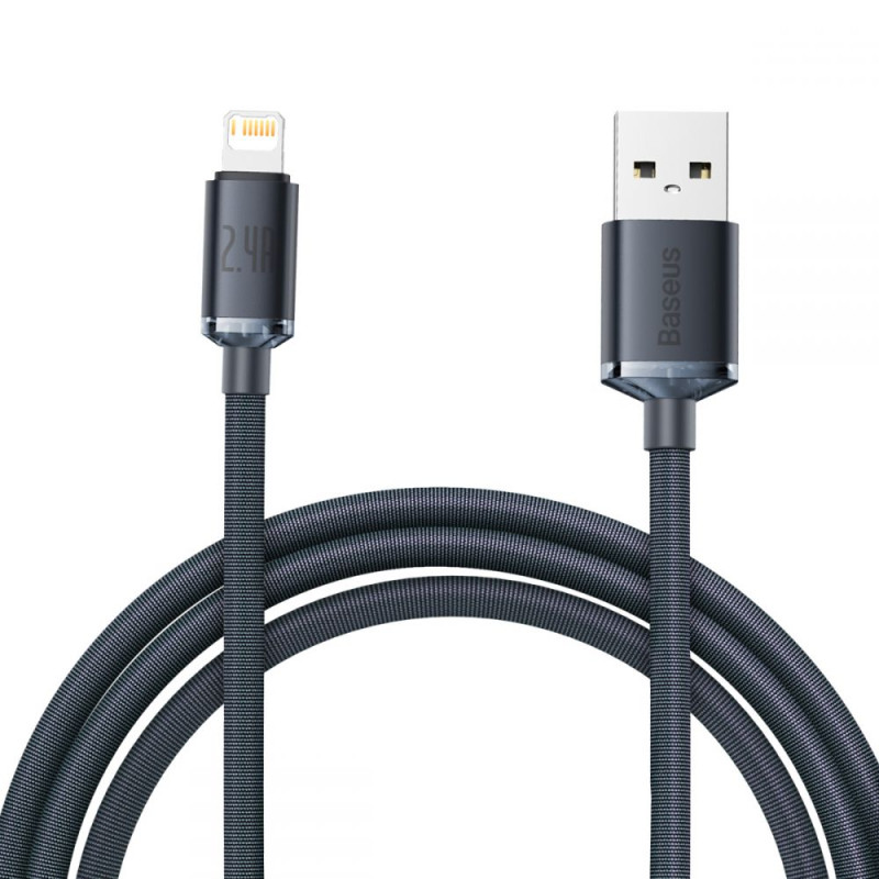 Baseus Crystal Shine Cable Lightning 2.4A - Καλώδιο Δεδομένων και Φόρτισης Lightning 2M - Black - CAJY000101