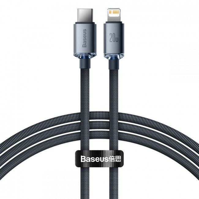 Baseus Crystal Shine Cable Type-C to Lightning PD 20W - Καλώδιο Δεδομένων και Γρήγορης Φόρτισης Type-C to Lightning 1.2M - Black - CAJY000201