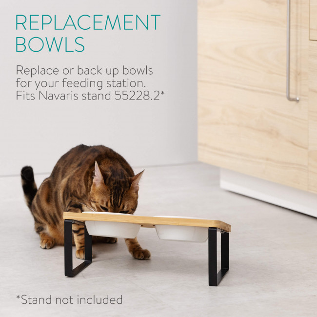 Navaris Cat Bowls - Σετ με 2 Ανταλλακτικά Μπολ Φαγητού και Νερού - 330 ml - White - 55229.01