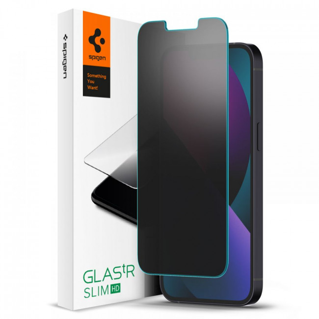 Spigen iPhone 13 / iPhone 13 Pro / iPhone 14 GLAS.tR Slim Privacy HD 2.5D Αντιχαρακτικό Γυαλί Οθόνης 9H - Clear / Black - AGL03393