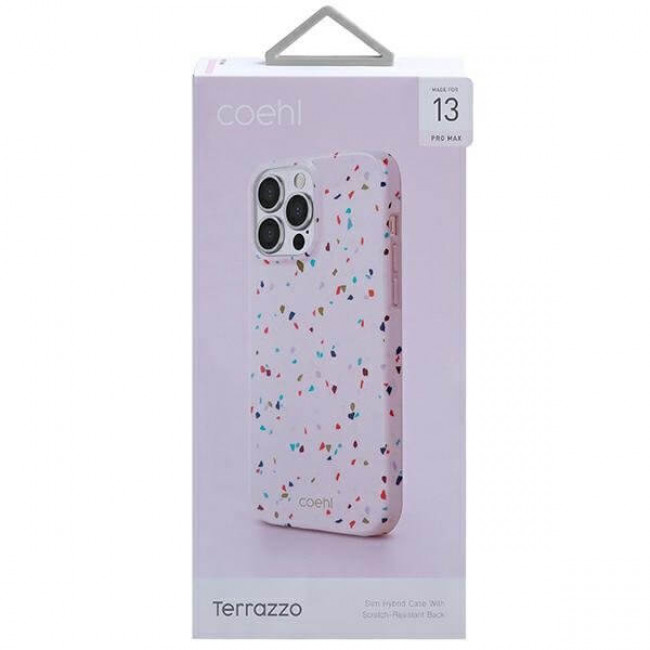 Uniq iPhone 13 Pro Max Coehl Terrazzo Σκληρή Θήκη με Πλαίσιο Σιλικόνης - Pink