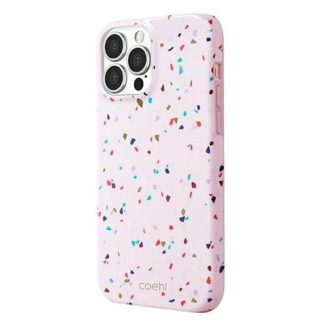 Uniq iPhone 13 Pro Max Coehl Terrazzo Σκληρή Θήκη με Πλαίσιο Σιλικόνης - Pink