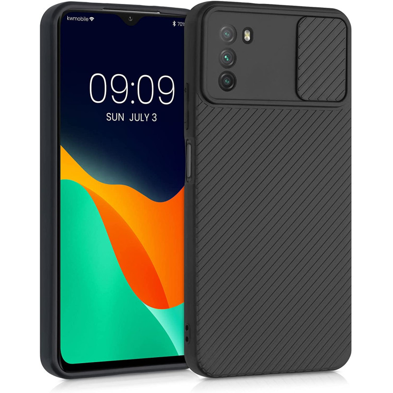 KW Xiaomi Poco M3 Θήκη Σιλικόνης με Κάλυμμα για την Κάμερα - Black - 56366.01