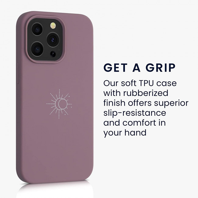 KW iPhone 13 Pro Θήκη Σιλικόνης Rubber TPU - Design Minimalism Sun - White / Grape Purple - 56447.02